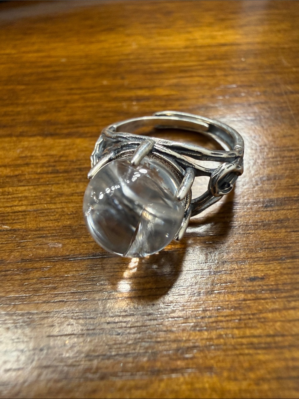 Sterling Silver Dumortite Crystal Ball Ring adjustable